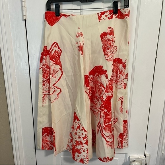 Stella McCartney Fiona Perennial Floral Silk Skirt Cream Red IT 44 US 10 Y - Picture 5 of 12